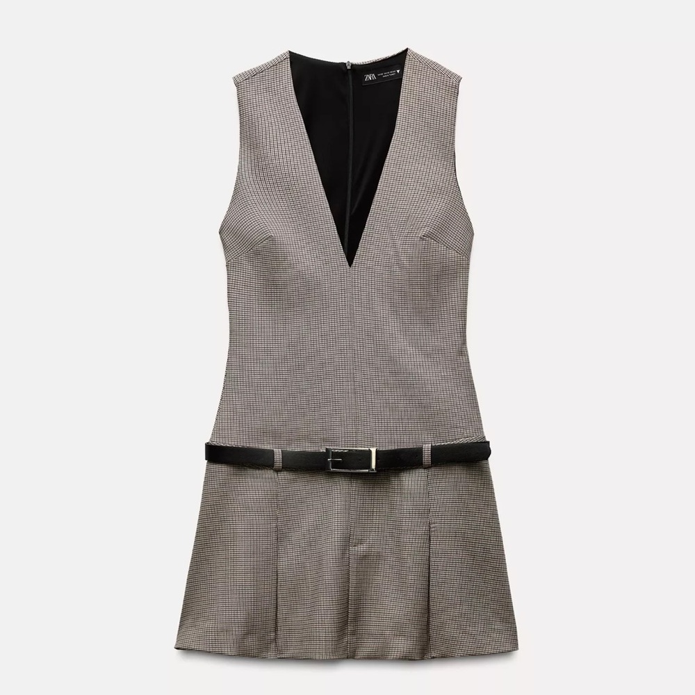 NWT ZARA THIS SEASON BELTED BOX PLEAT DRESS